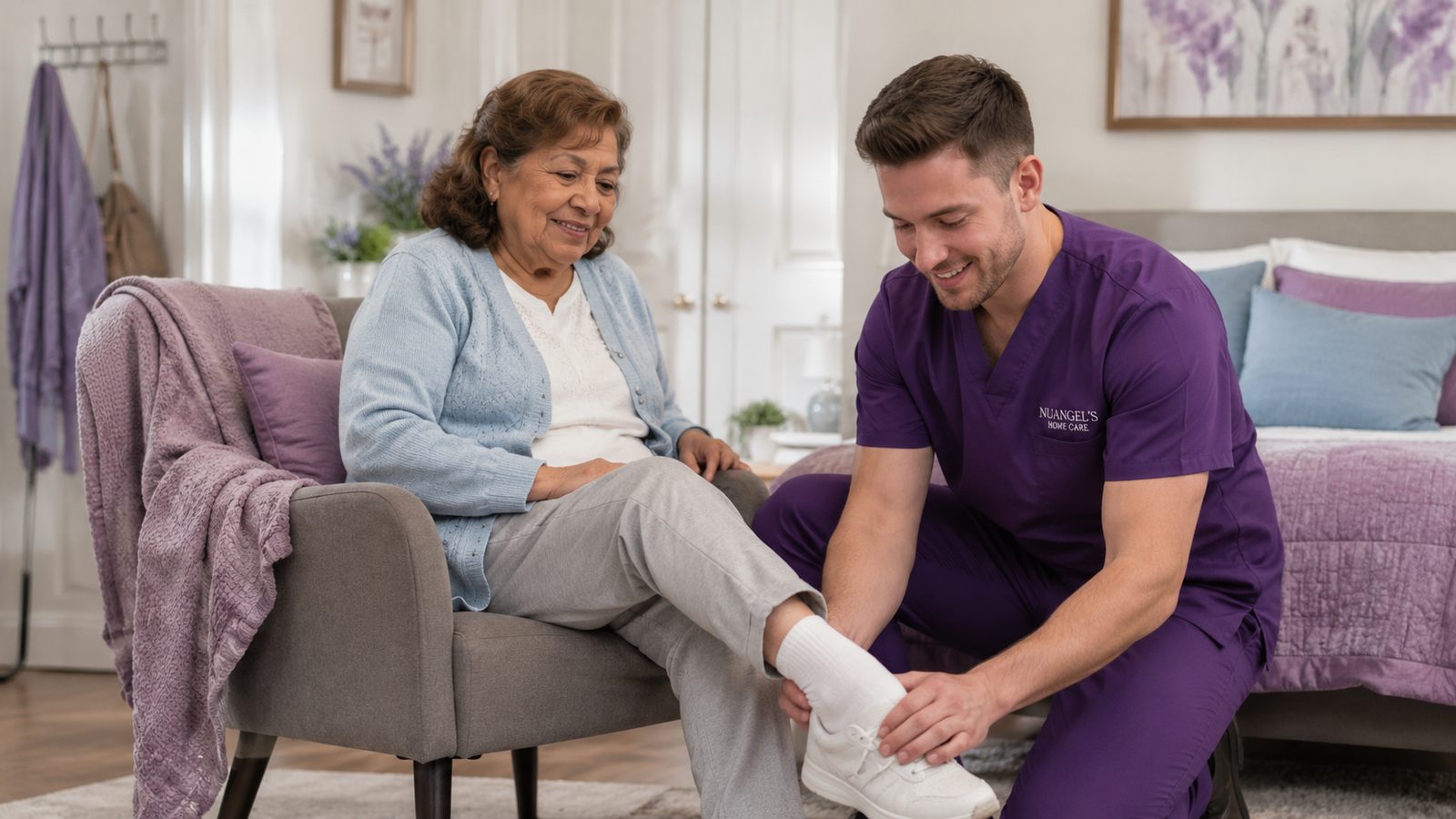 Gentle foot care in the living room